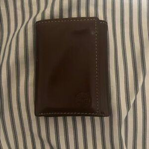 Timberland Dark Brown Leather Trifold Wallet